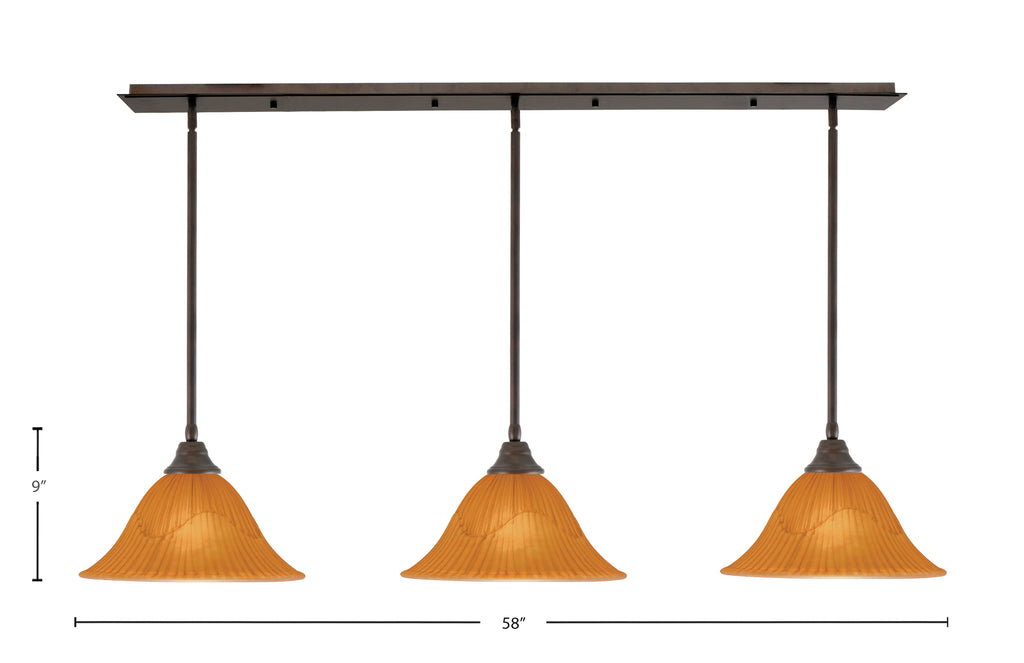 Any Three Light Multi Light Pendant in Bronze with 14" Tiger Shade