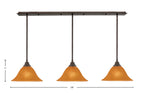 Any Three Light Multi Light Pendant in Bronze with 14" Tiger Shade