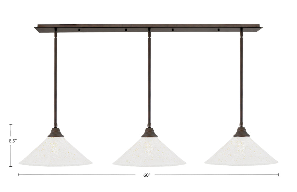 Any Three Light Multi Light Pendant in Bronze with 16" Gold Ice Shade