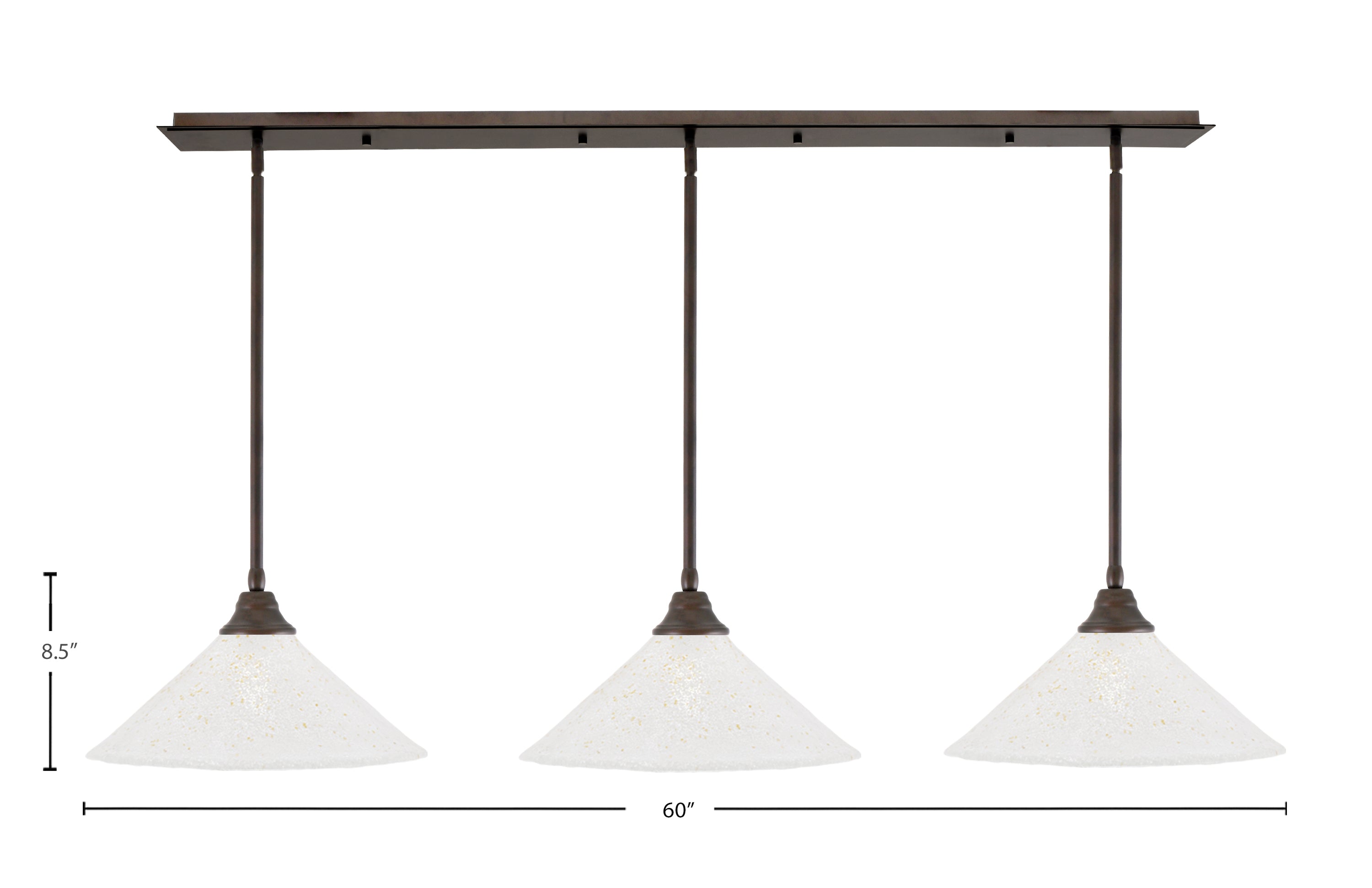 Any Three Light Multi Light Pendant in Bronze with 16" Gold Ice Shade