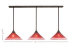 Any Three Light Multi Light Pendant in Bronze with 16" Raspberry Crystal Shade