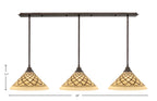 Any Three Light Multi Light Pendant in Bronze with 16" Chocolate Icing Shade