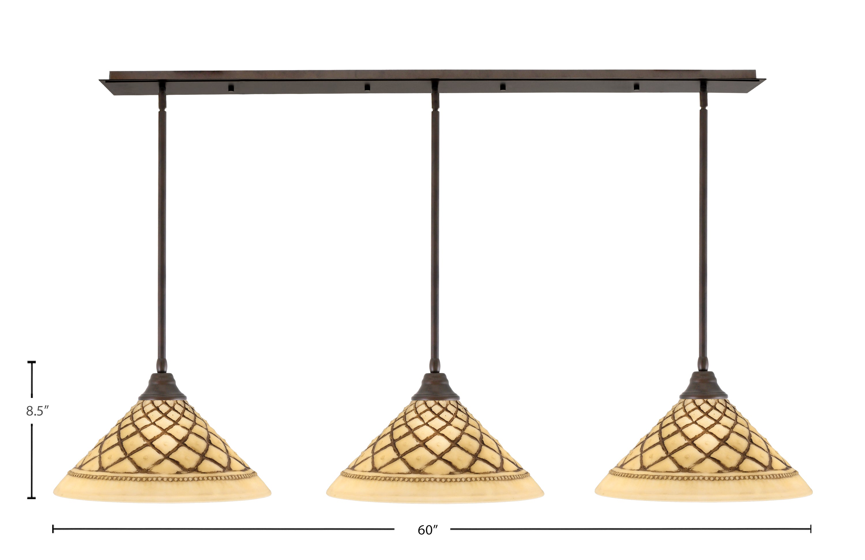 Any Three Light Multi Light Pendant in Bronze with 16" Chocolate Icing Shade