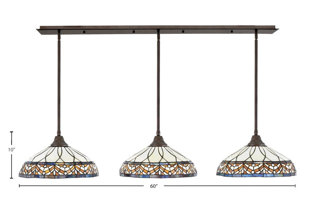 Any Three Light Multi Light Pendant in Bronze with 16" Royal Merlot Art Glass Shade