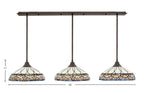 Any Three Light Multi Light Pendant in Bronze with 16" Royal Merlot Art Glass Shade