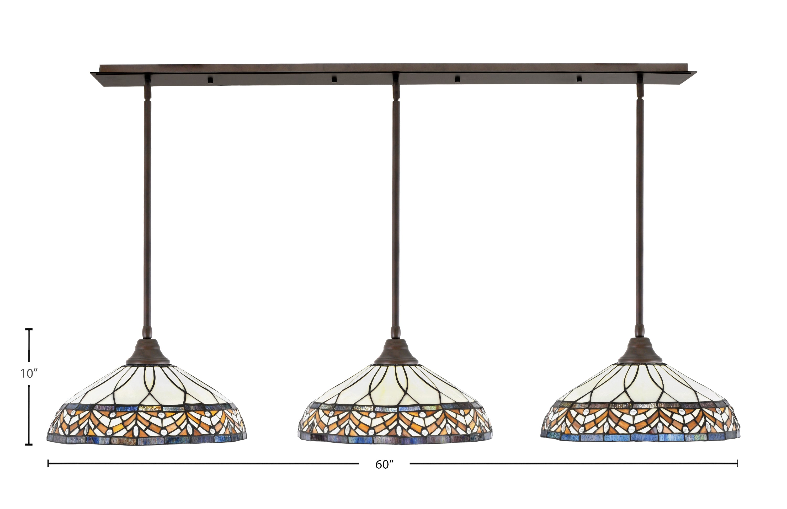 Any Three Light Multi Light Pendant in Bronze with 16" Royal Merlot Art Glass Shade