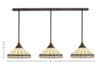 Any Three Light Multi Light Pendant in Bronze with 15" Honey & Brown Mission Art Glass Shade