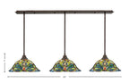 Any Three Light Multi Light Pendant in Bronze with 19" Kaleidoscope Art Glass Shade