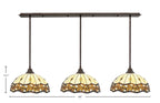 Any Three Light Multi Light Pendant in Bronze with 16" Roman Jewel Art Glass Shade