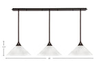 Stem Three Light Linear Pendalier in Dark Granite with White Marble Shade