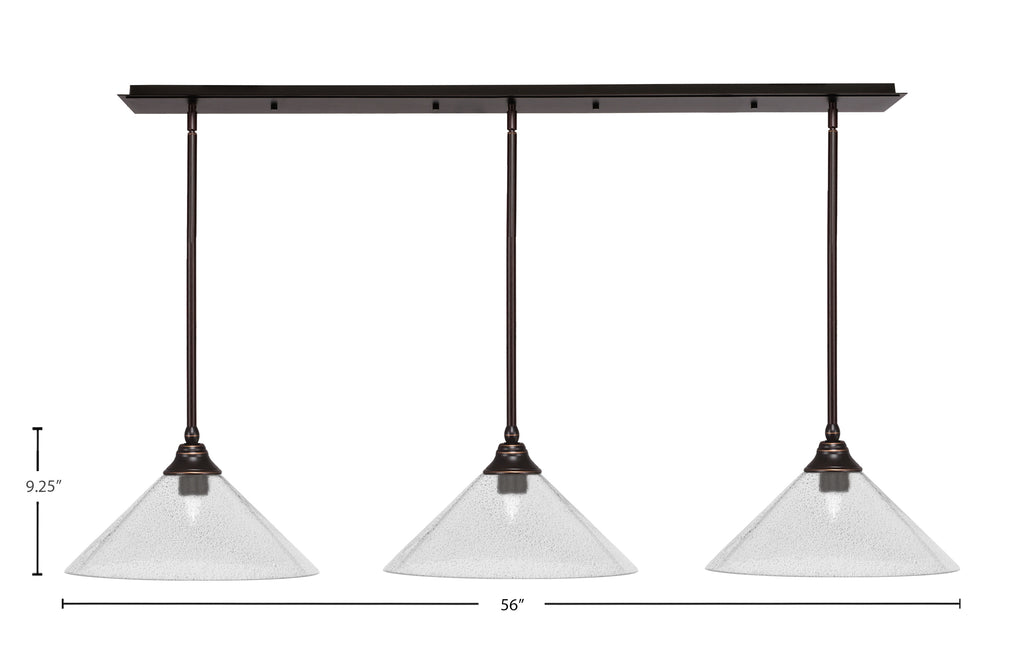 Stem Three Light Linear Pendalier in Dark Granite with Smoke Bubble Shade