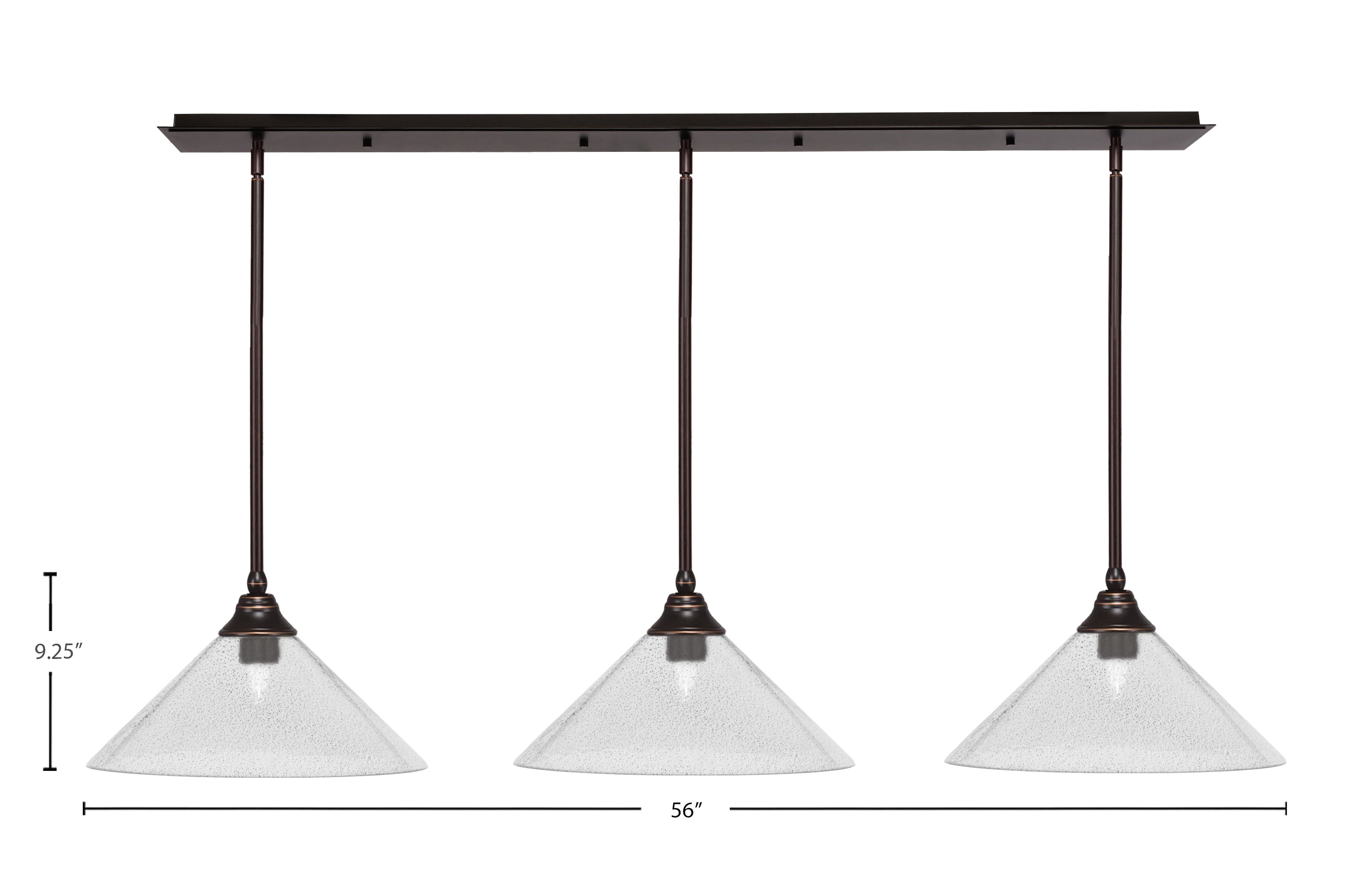 Stem Three Light Linear Pendalier in Dark Granite with Smoke Bubble Shade