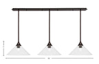 Stem Three Light Linear Pendalier in Dark Granite with Clear Bubble Shade