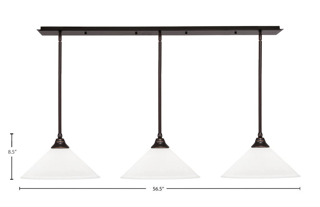 Stem Three Light Linear Pendalier in Dark Granite with 16" White Muslin Shade