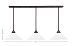 Stem Three Light Linear Pendalier in Dark Granite with 16" White Muslin Shade