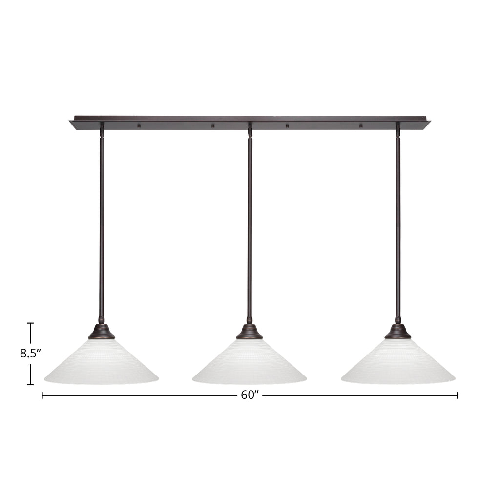Any Three Light Linear Pendalier in Dark Granite with 16" White Matrix Shade