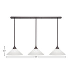 Any Three Light Linear Pendalier in Dark Granite with 16" White Matrix Shade