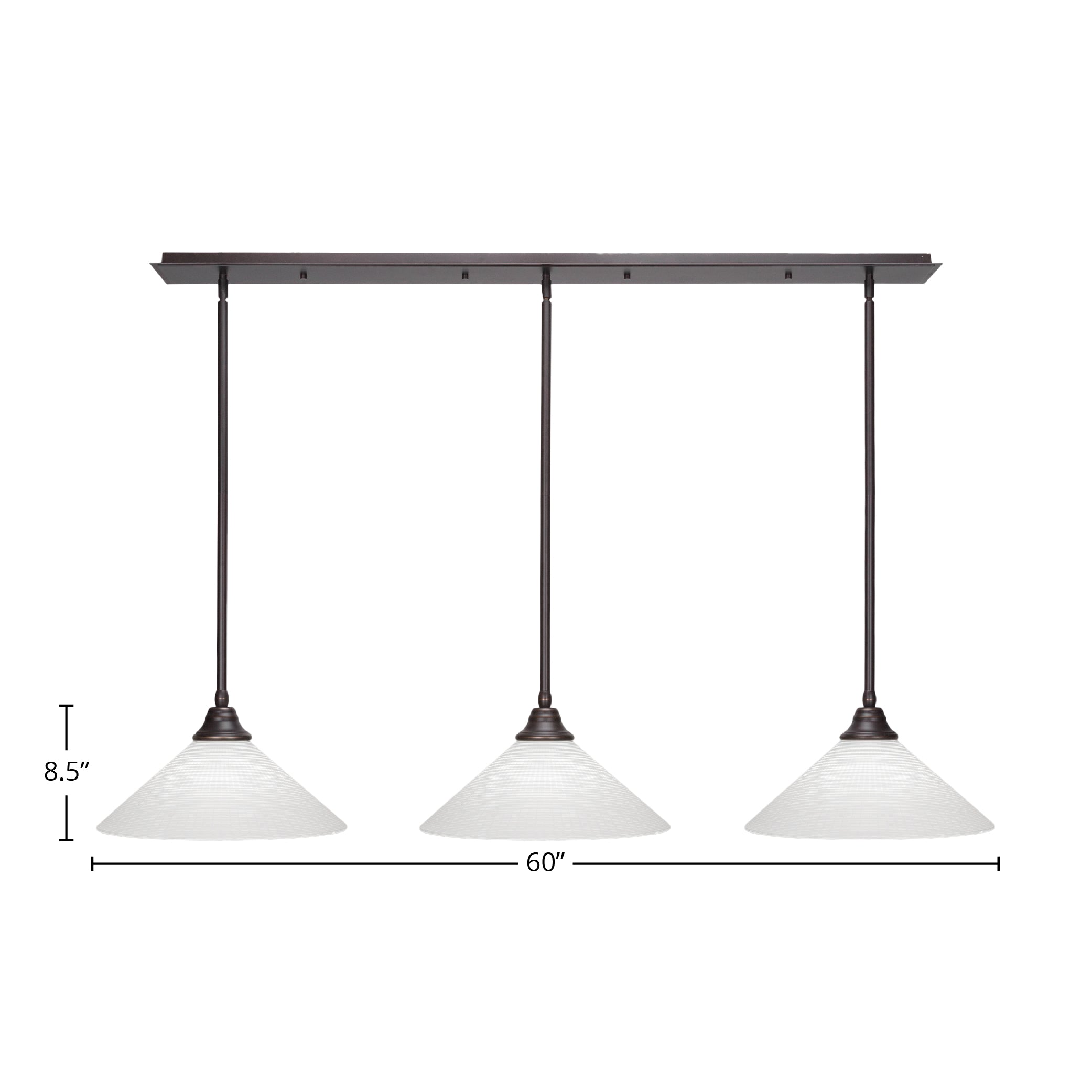 Any Three Light Linear Pendalier in Dark Granite with 16" White Matrix Shade