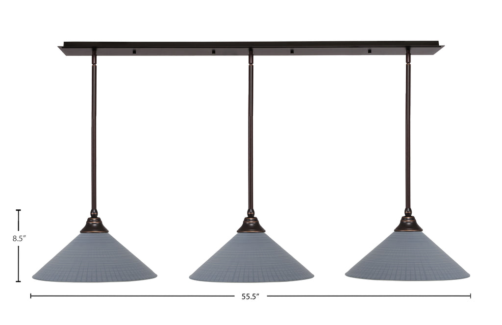 Stem Three Light Linear Pendalier in Dark Granite with Gray Matrix Shade