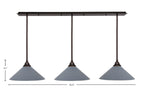 Stem Three Light Linear Pendalier in Dark Granite with Gray Matrix Shade