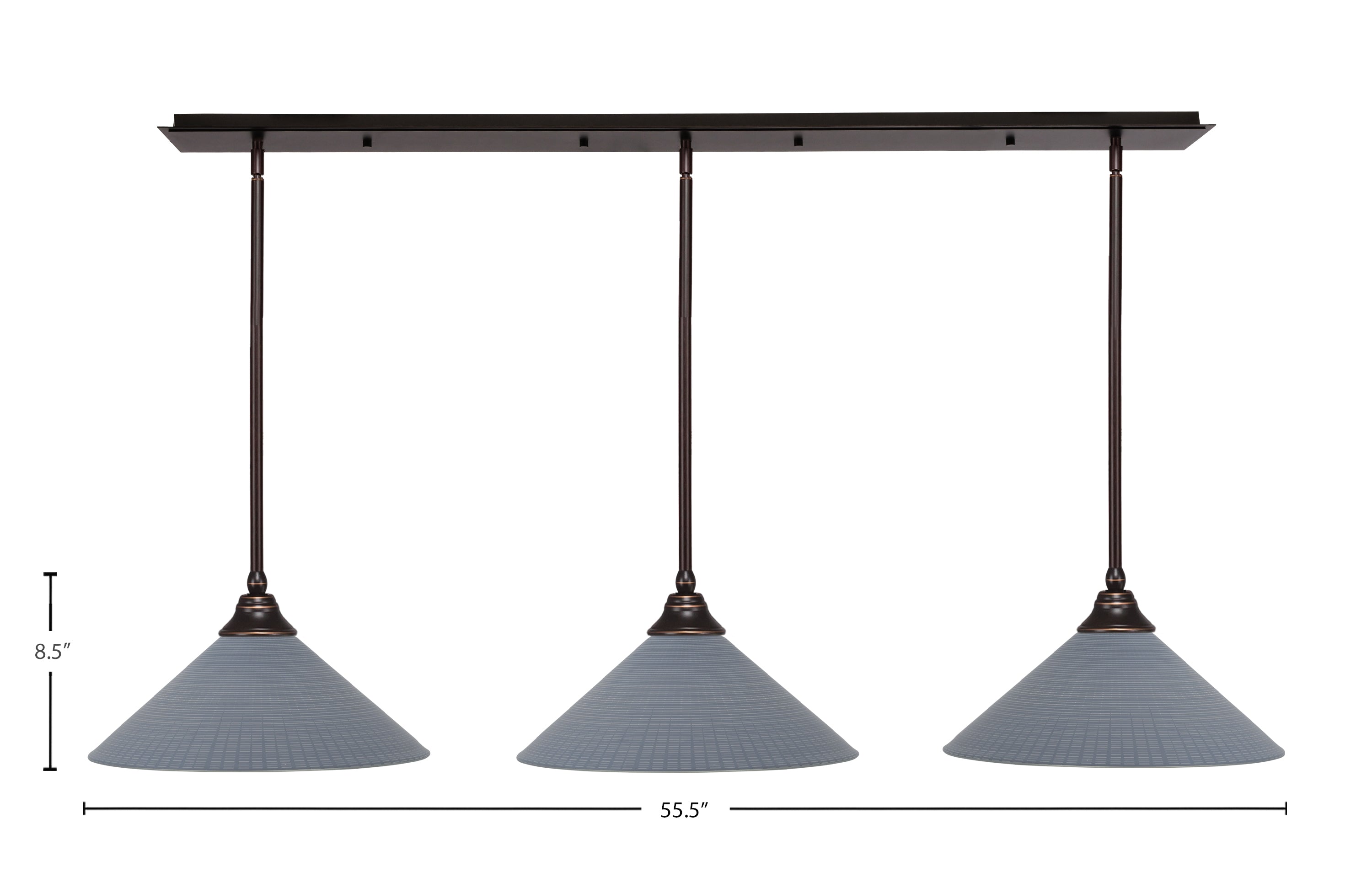 Stem Three Light Linear Pendalier in Dark Granite with Gray Matrix Shade