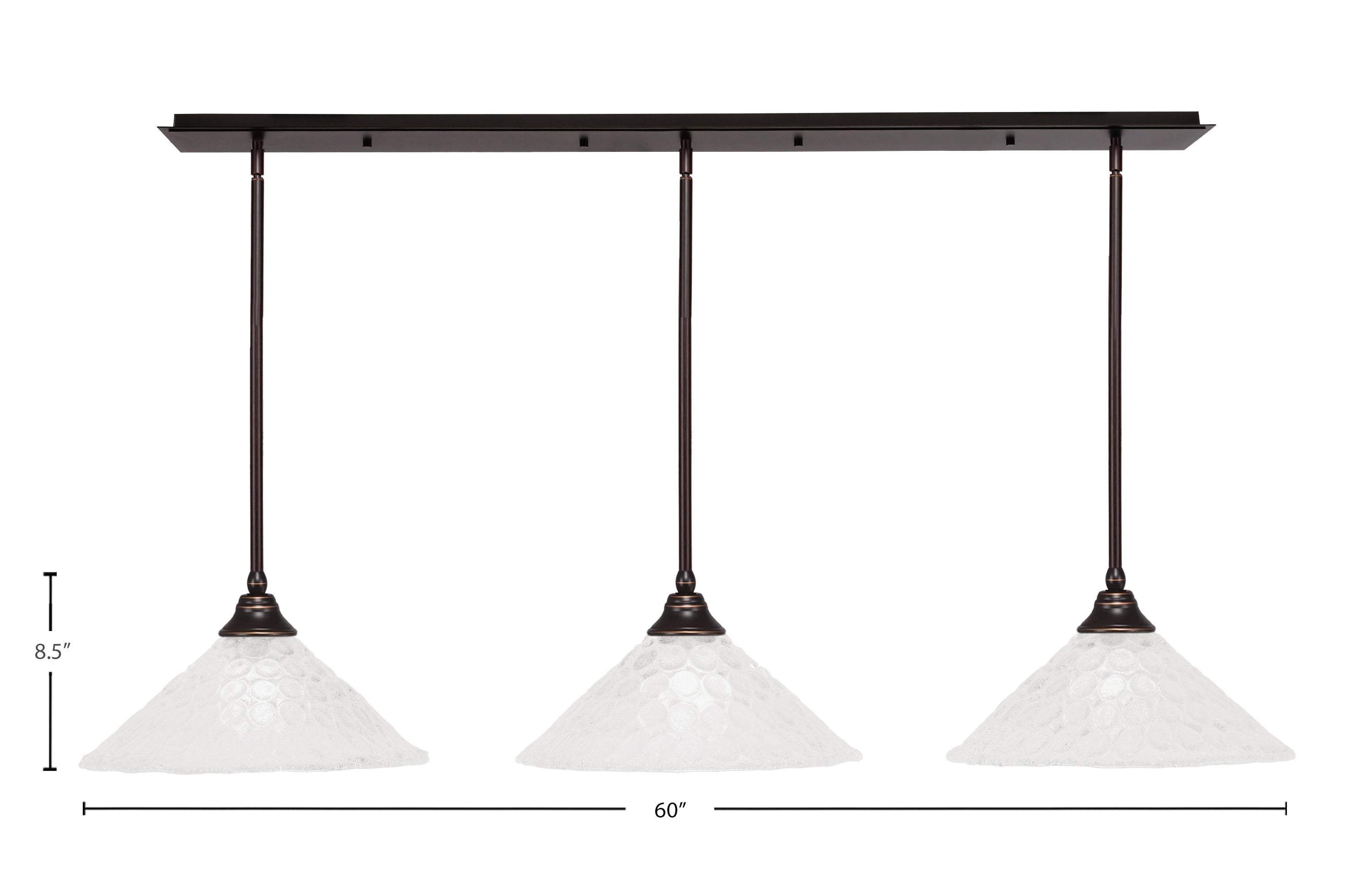 Any Three Light Multi Light Pendant in Dark Granite with 16" Italian Bubble Shade