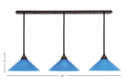 Any Three Light Multi Light Pendant in Dark Granite with 16" Blue Italian Shade