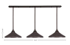 Stem Three Light Linear Pendalier in Dark Granite with Dark Granite Cone Metal Shades Shade