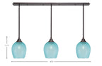 Stem Three Light Linear Pendalier in Dark Granite with Turquoise Textured Shade
