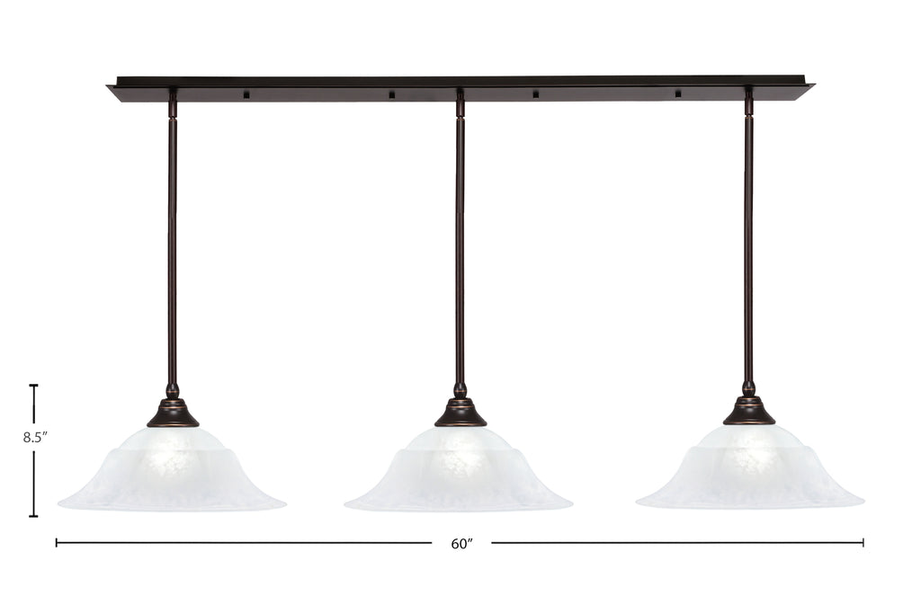 Any Three Light Multi Light Pendant in Dark Granite with 16" White Marble Shade