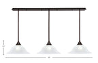 Any Three Light Multi Light Pendant in Dark Granite with 16" White Marble Shade