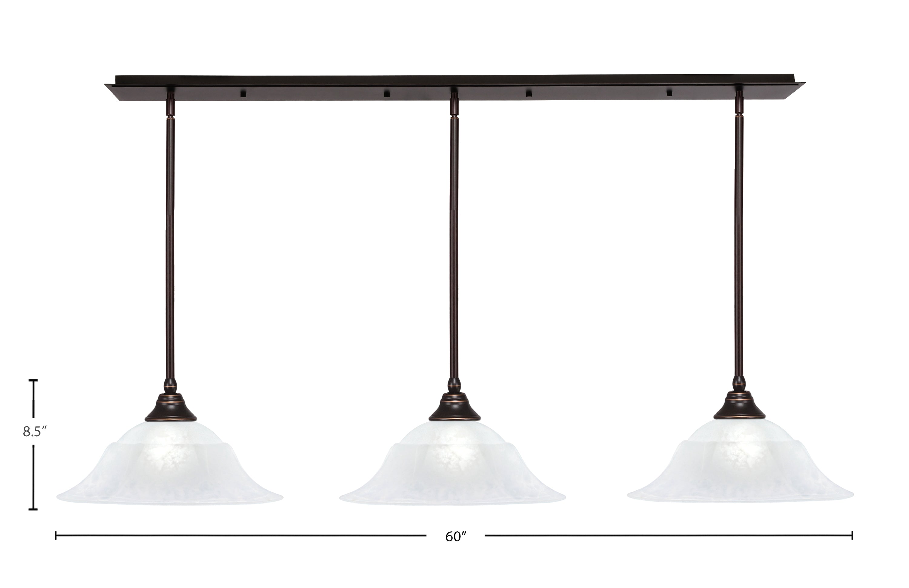 Any Three Light Multi Light Pendant in Dark Granite with 16" White Marble Shade