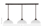 Stem Three Light Linear Pendalier in Dark Granite with Clear Ribbed Shade