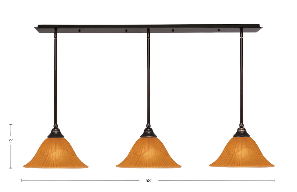Any Three Light Multi Light Pendant in Dark Granite with 14" Tiger Shade