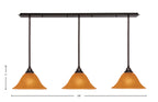 Any Three Light Multi Light Pendant in Dark Granite with 14" Tiger Shade
