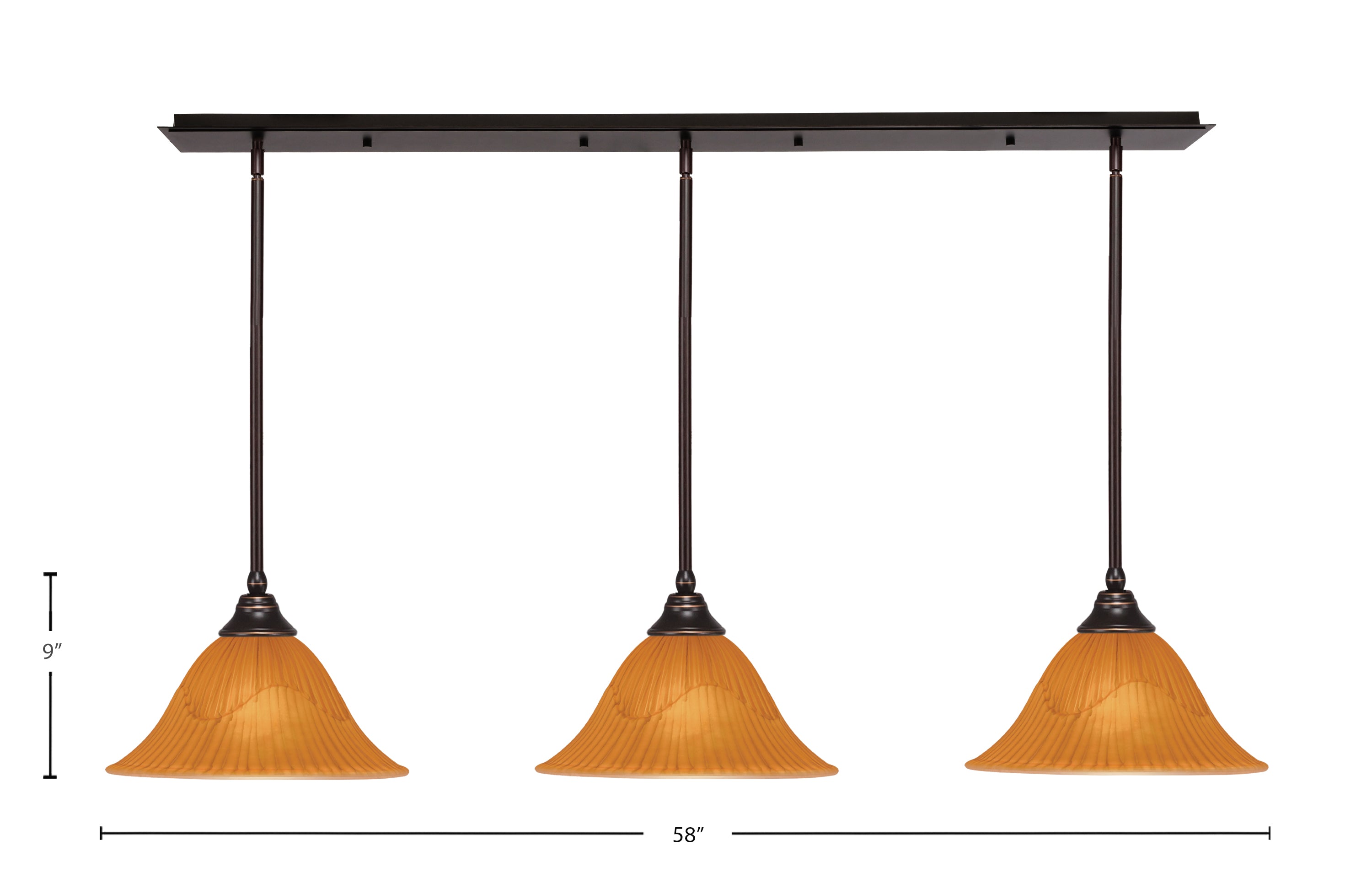 Any Three Light Multi Light Pendant in Dark Granite with 14" Tiger Shade