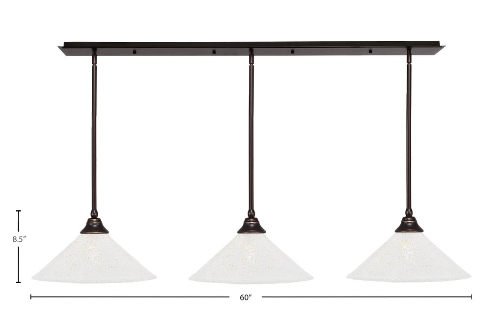 Any Three Light Multi Light Pendant in Dark Granite with 16" Gold Ice Shade