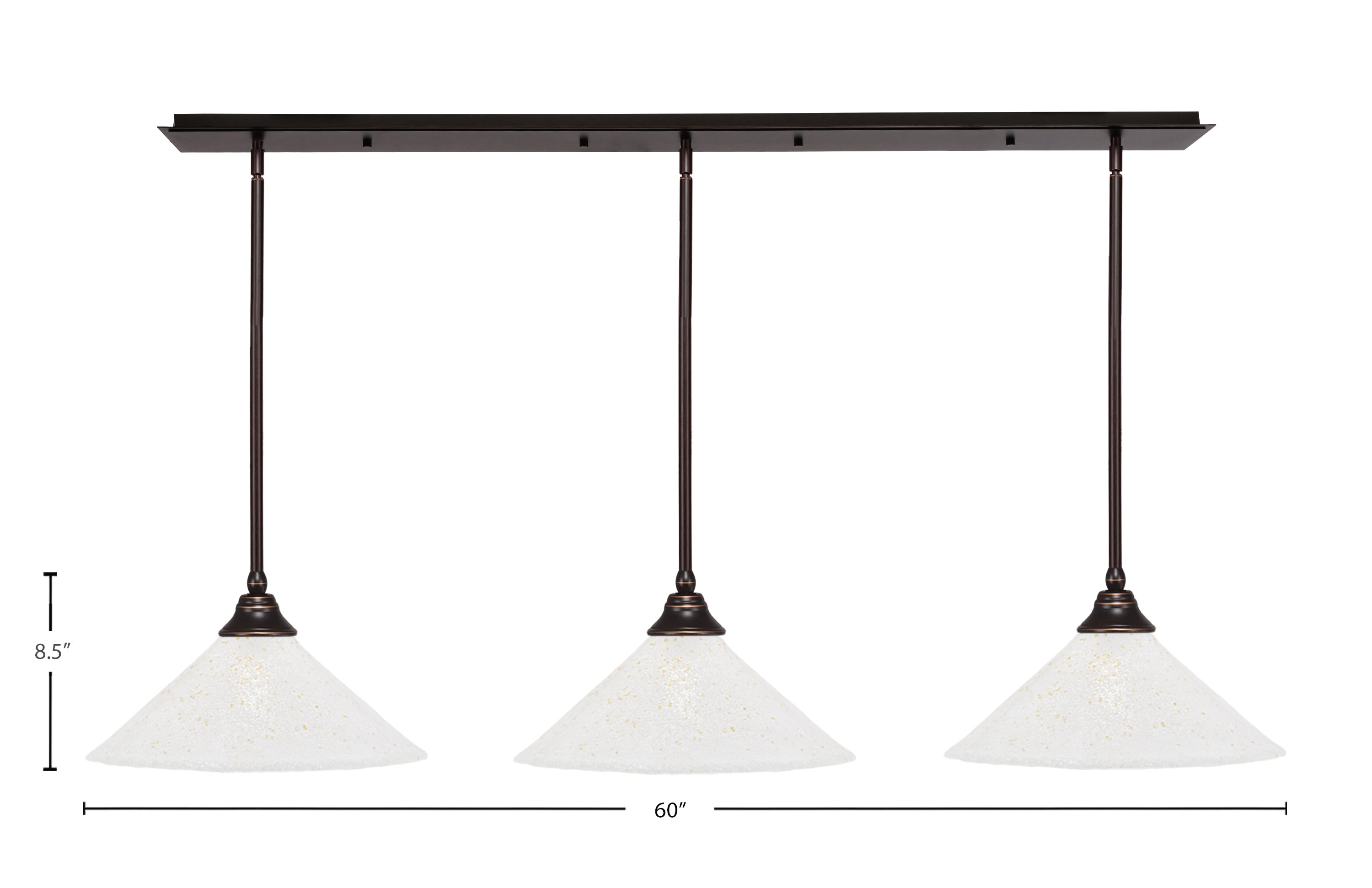 Any Three Light Multi Light Pendant in Dark Granite with 16" Gold Ice Shade