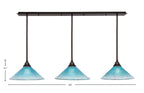 Any Three Light Multi Light Pendant in Dark Granite with 16" Teal Crystal Shade