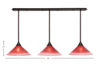 Any Three Light Multi Light Pendant in Dark Granite with 16" Raspberry Crystal Shade