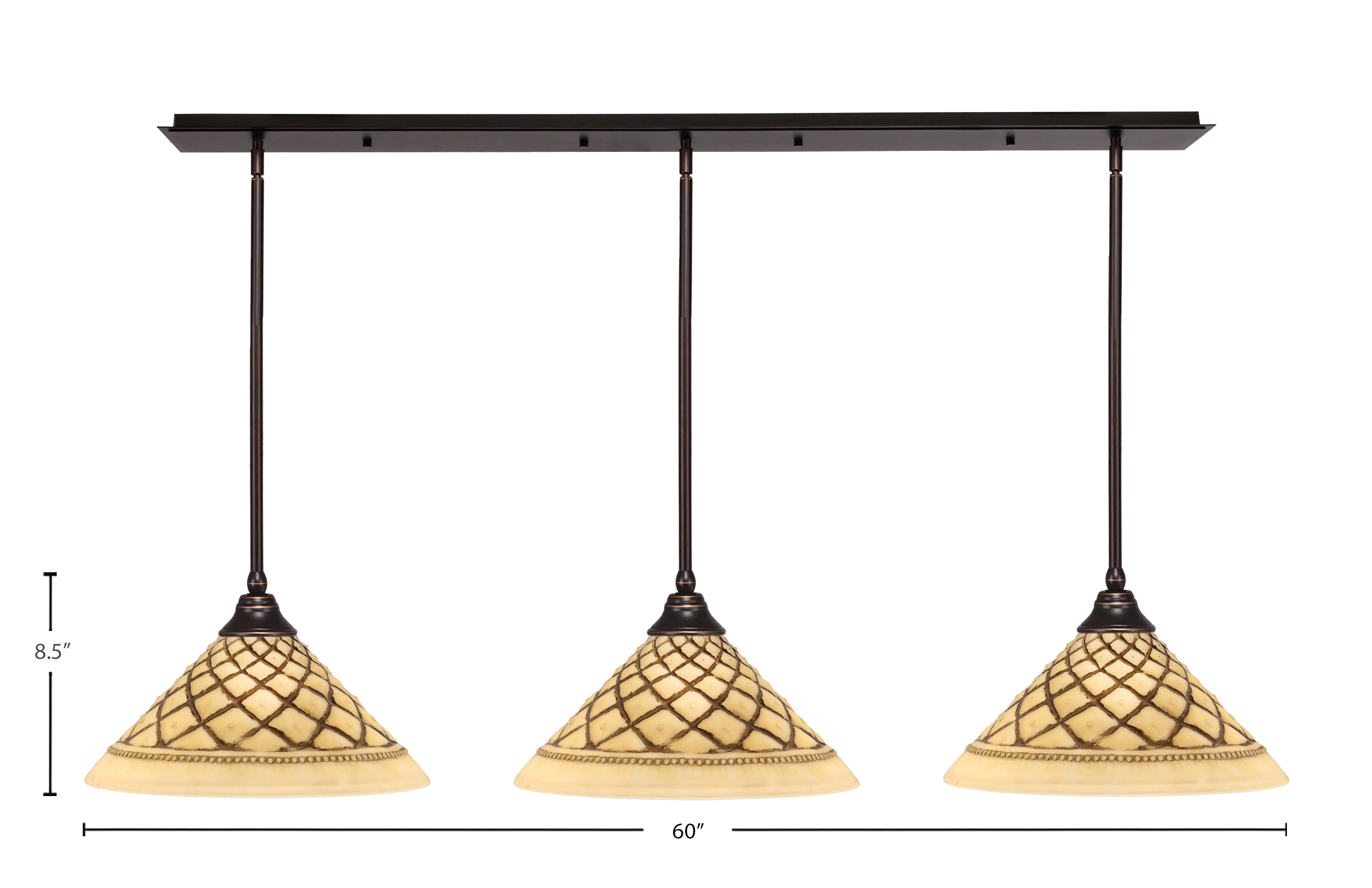 Any Three Light Multi Light Pendant in Dark Granite with 16" Chocolate Icing Shade
