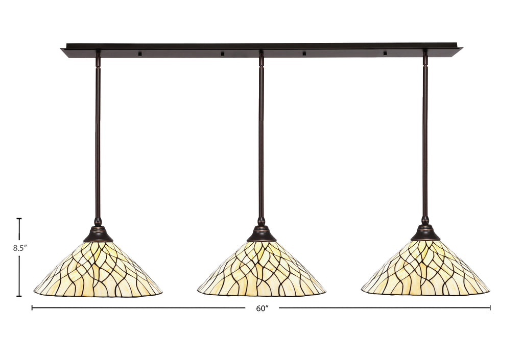 Any Three Light Multi Light Pendant in Dark Granite with 16" Sandhill Art Glass Shade
