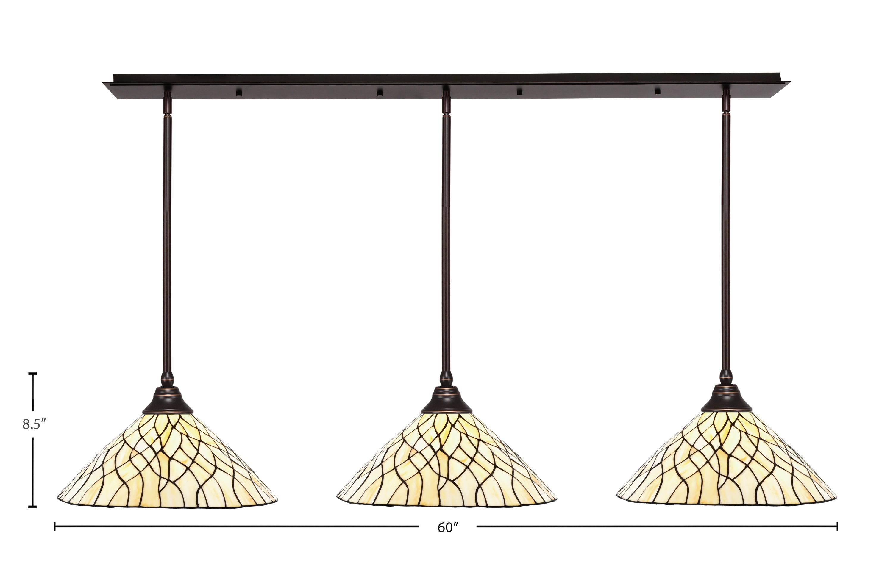 Any Three Light Multi Light Pendant in Dark Granite with 16" Sandhill Art Glass Shade