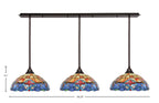 Any Three Light Linear Pendalier in Dark Granite with 16" Sierra Art Glass Shade