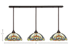 Stem Three Light Linear Pendalier in Dark Granite with Earth Star Art Glass Shade