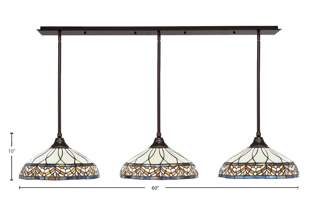 Any Three Light Multi Light Pendant in Dark Granite with 16" Royal Merlot Art Glass Shade