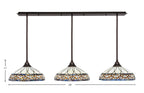 Any Three Light Multi Light Pendant in Dark Granite with 16" Royal Merlot Art Glass Shade