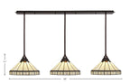 Any Three Light Multi Light Pendant in Dark Granite with 15" Honey & Brown Mission Art Glass Shade