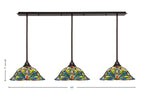 Any Three Light Multi Light Pendant in Dark Granite with 19" Kaleidoscope Art Glass Shade