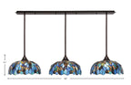 Any Three Light Multi Light Pendant in Dark Granite with 16" Blue Mosaic Art Glass Shade